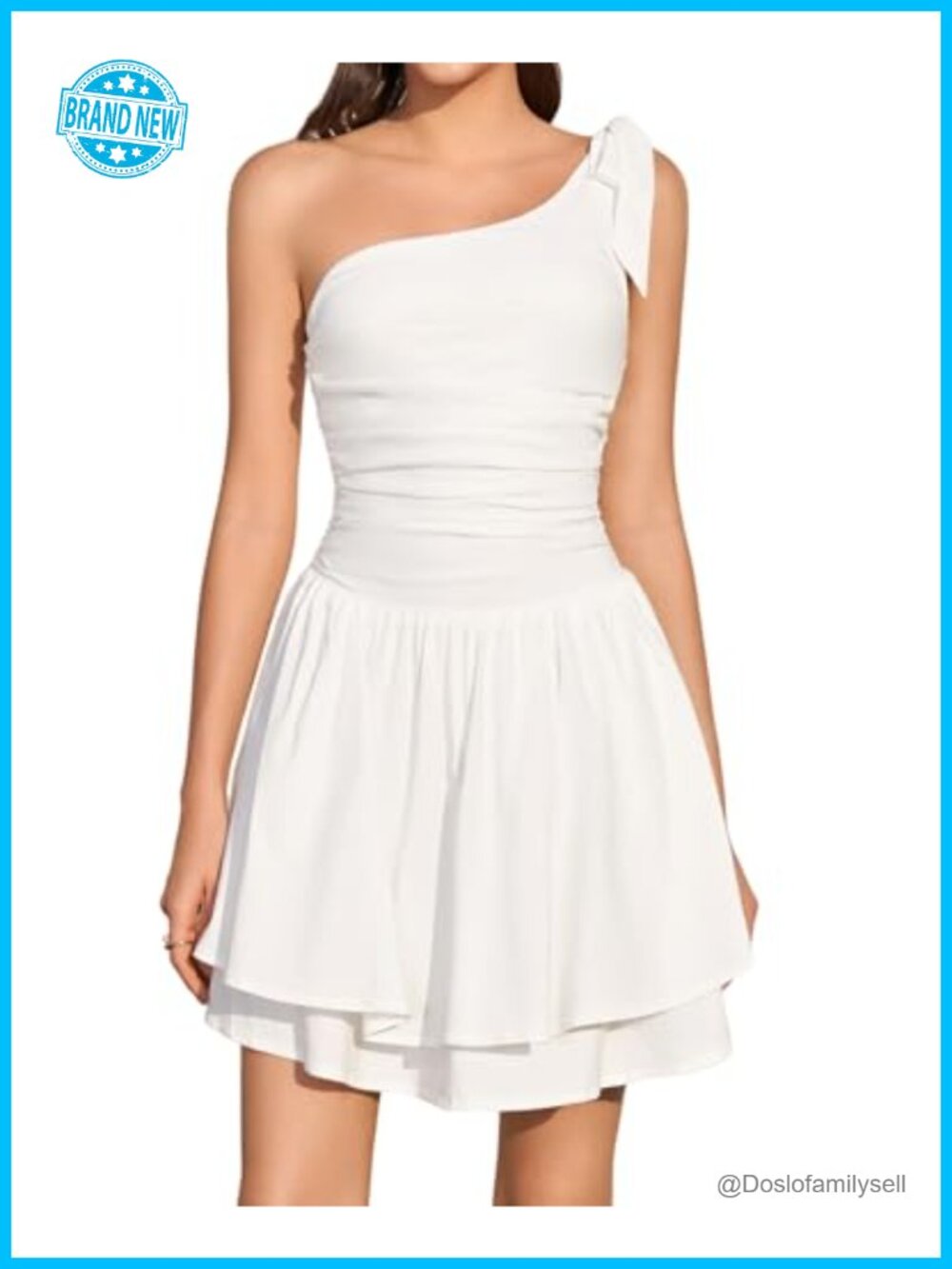Women One Shoulder A-Line Mini Dress Ruffle Layered Ruffle Hem Backless Party